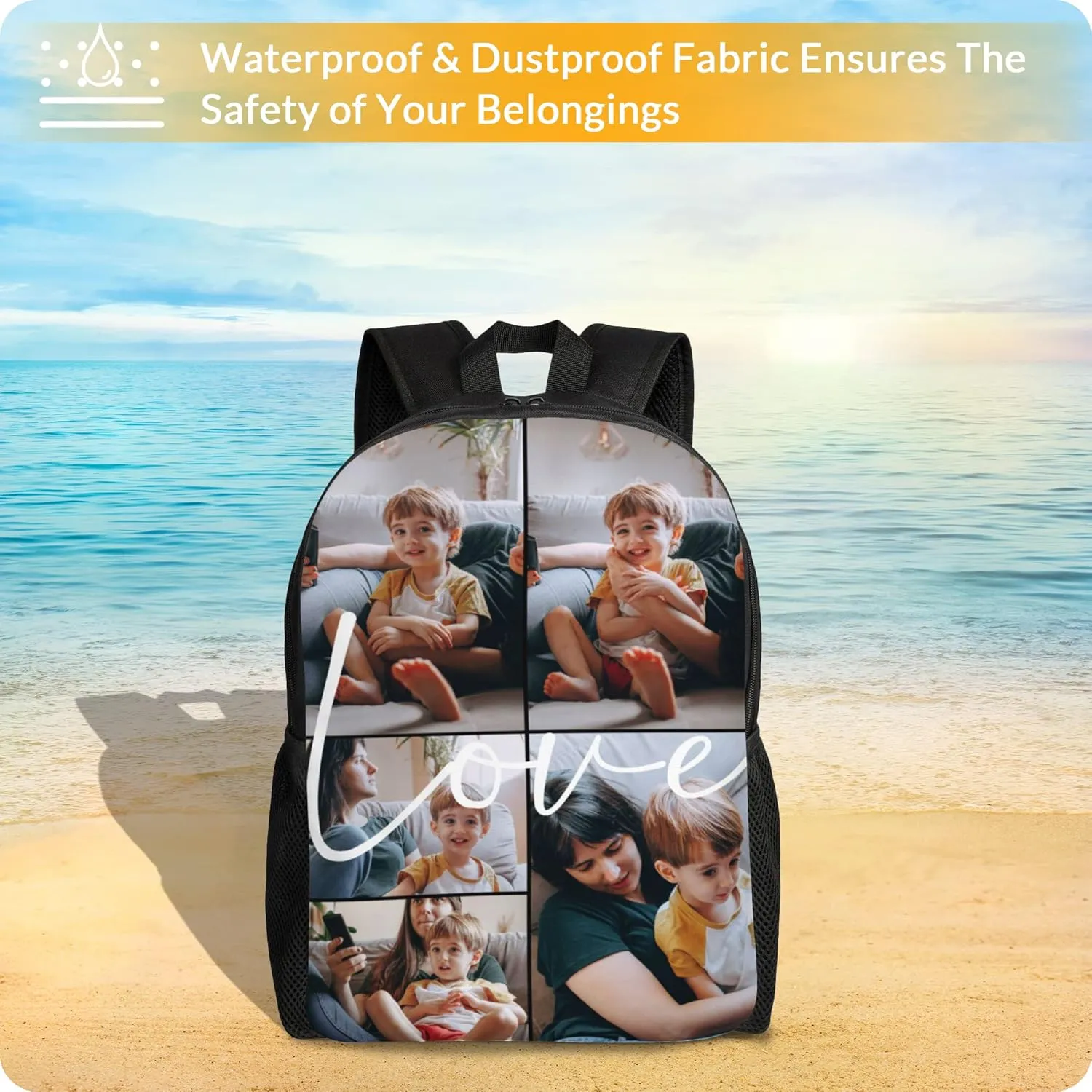 Custom Backpack Personalized Backpack with 1-9 Photo Customize Your Image Text Name Logo Waterproof Laptop Bag (5 Photos)