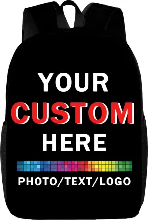 Custom Backpack Personalized Cute Backpacks Design Text Photo Name Logo Large-capacity Casual Travel Laptop Bag for Hiking Work 17in, Style 2