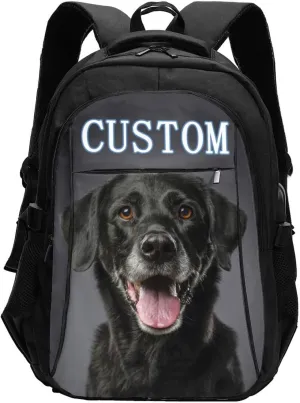 Custom Backpack Personalized Laptop Backpack for Women Men with Name Photo Customized Travel Computer Bookbag with USB Port