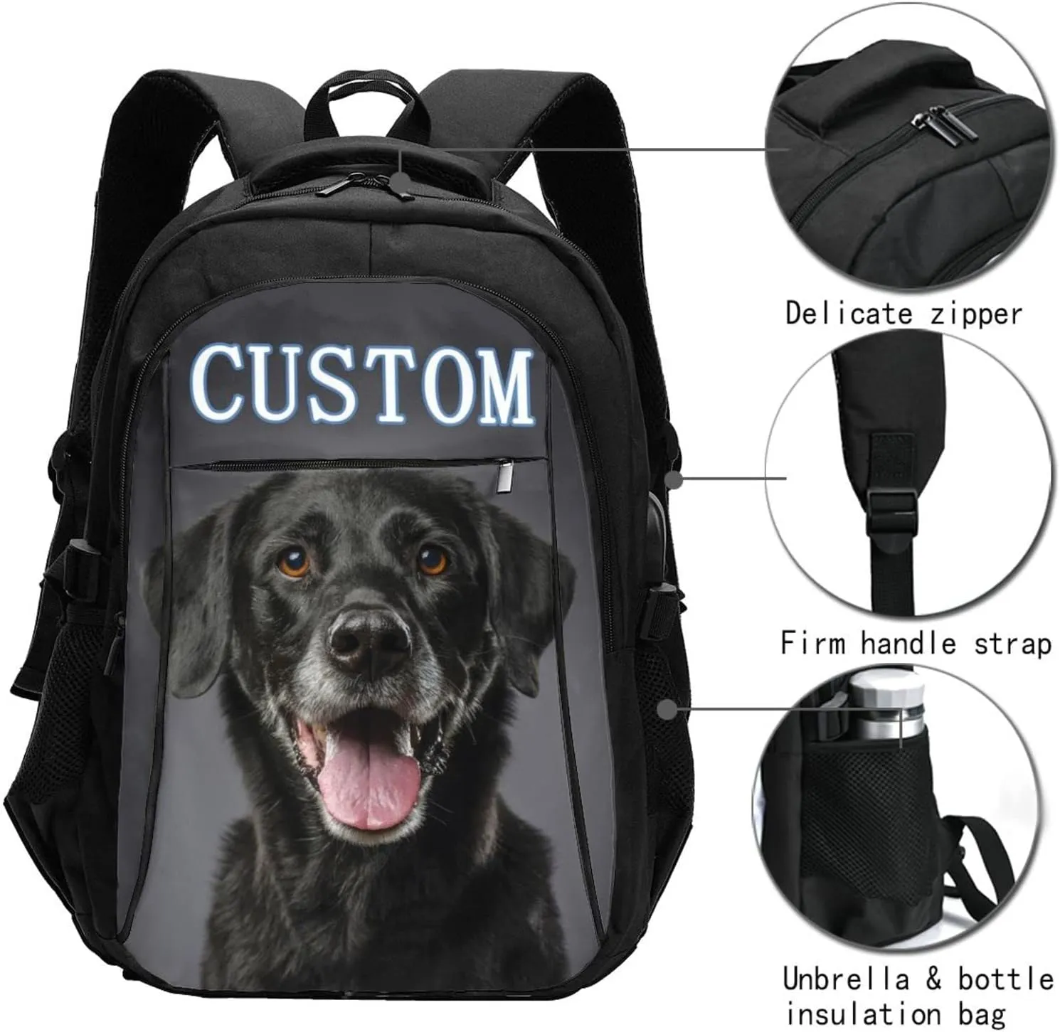 Custom Backpack Personalized Laptop Backpack for Women Men with Name Photo Customized Travel Computer Bookbag with USB Port
