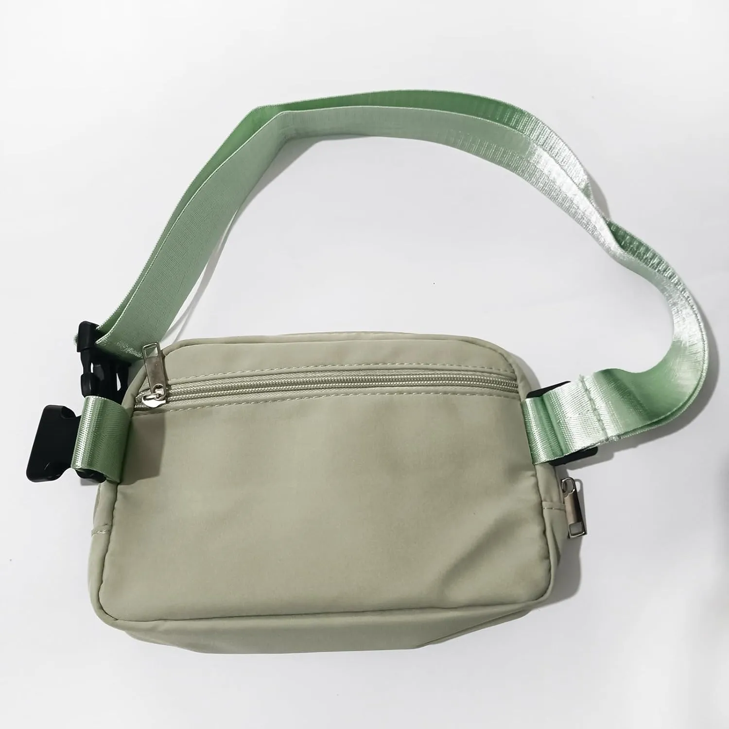 Custom Belt Bag Fanny Pack Bag Unisex Personalized Gifts Nylon Waist Bag with Name Text Logo Photo for Workout Running Traveling Hiking (Light green)