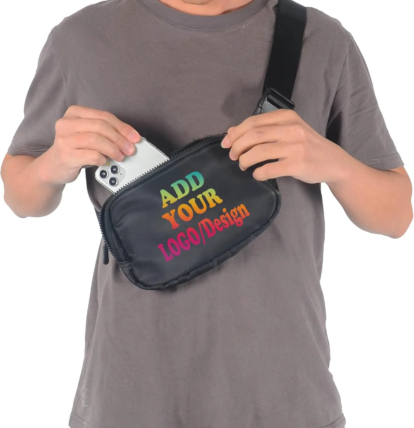 Custom Belt Bag Fanny Pack Bag Unisex Personalized Gifts Nylon Waist Bag with Name Text Logo Photo for Workout Running Traveling Hiking (Light green)