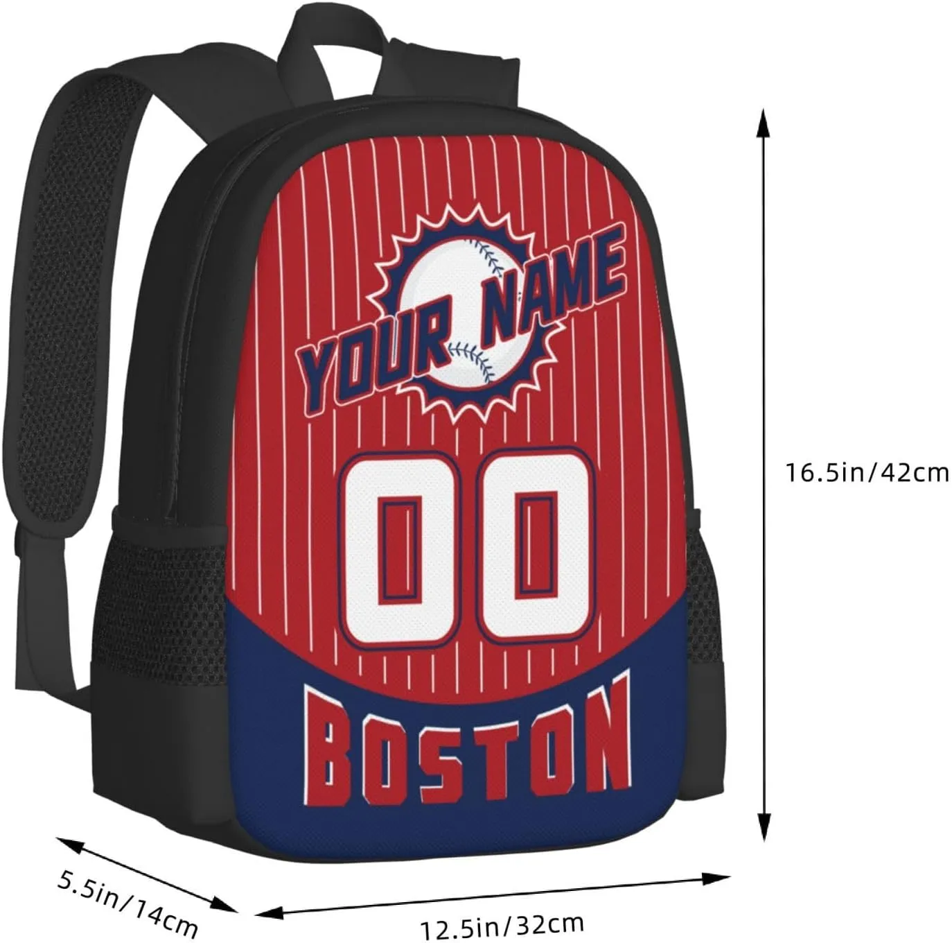 Custom Boston Backpack for Boy Girl Personalized Name Number High Capacity School Backpacks Laptop Bag Casual Travel Backpack Men Women