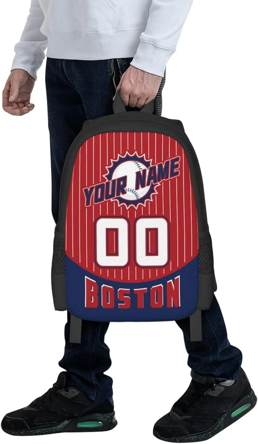 Custom Boston Backpack for Boy Girl Personalized Name Number High Capacity School Backpacks Laptop Bag Casual Travel Backpack Men Women