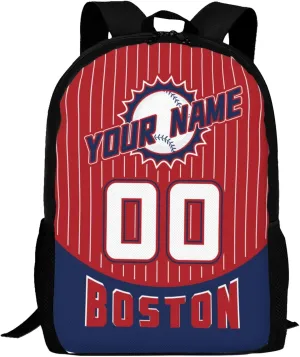 Custom Boston Backpack for Boy Girl Personalized Name Number High Capacity School Backpacks Laptop Bag Casual Travel Backpack Men Women