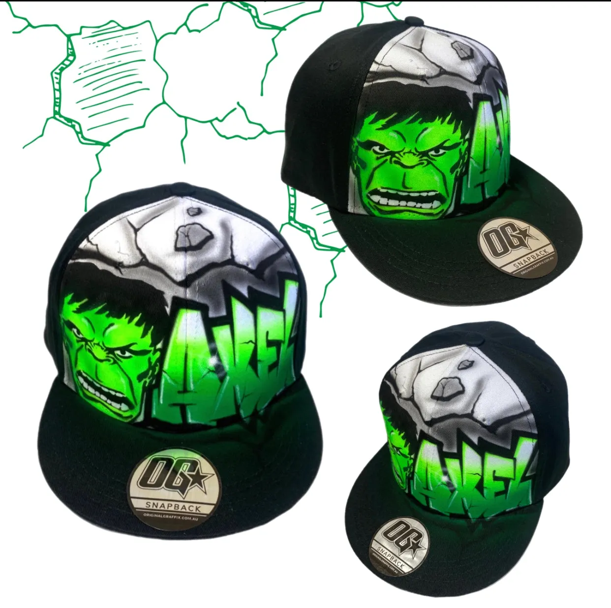 Custom Combo 1x Snapback Cap, 1x Backpack, 1x Lunchbox