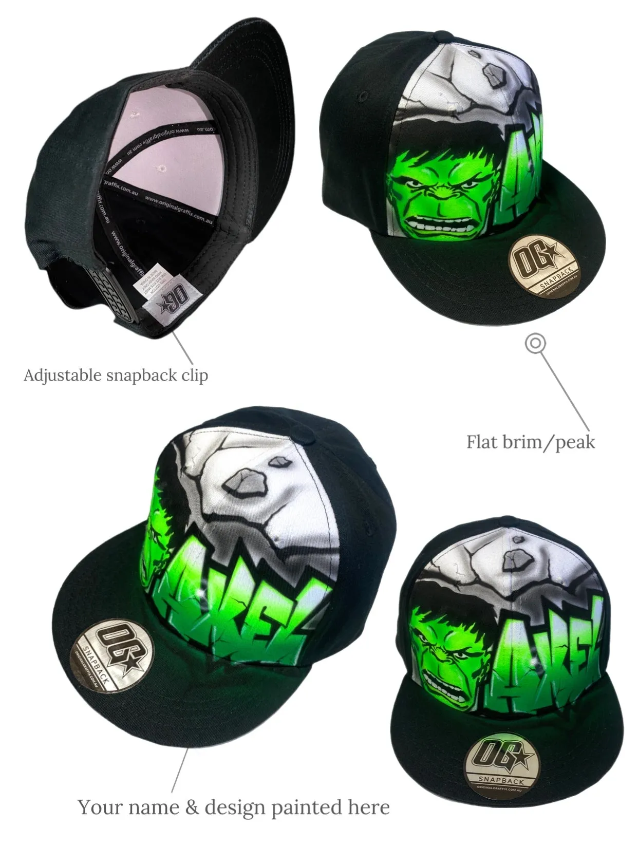 Custom Combo 1x Snapback Cap, 1x Backpack, 1x Lunchbox