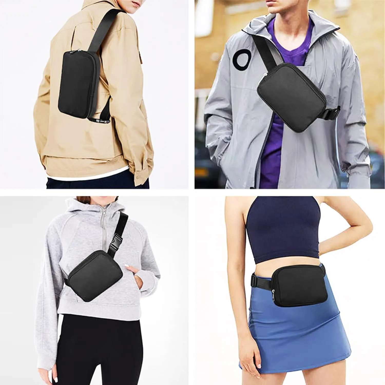 Custom Crossbody Bags For Eomen Belt Bag Fanny Pack Bag Personalized Gifts Waist Bag with Name Text Logo Photo for Workout Running Traveling Hiking (Blue)