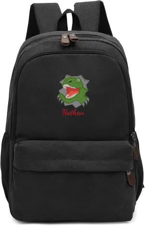 Custom School Backpack for Girls boys, Personalized Embroidered Cute Cartoon Dinosaur with Name, Customized Waterproof Casual Backpacks, Suitable for Kids Student Bookbag
