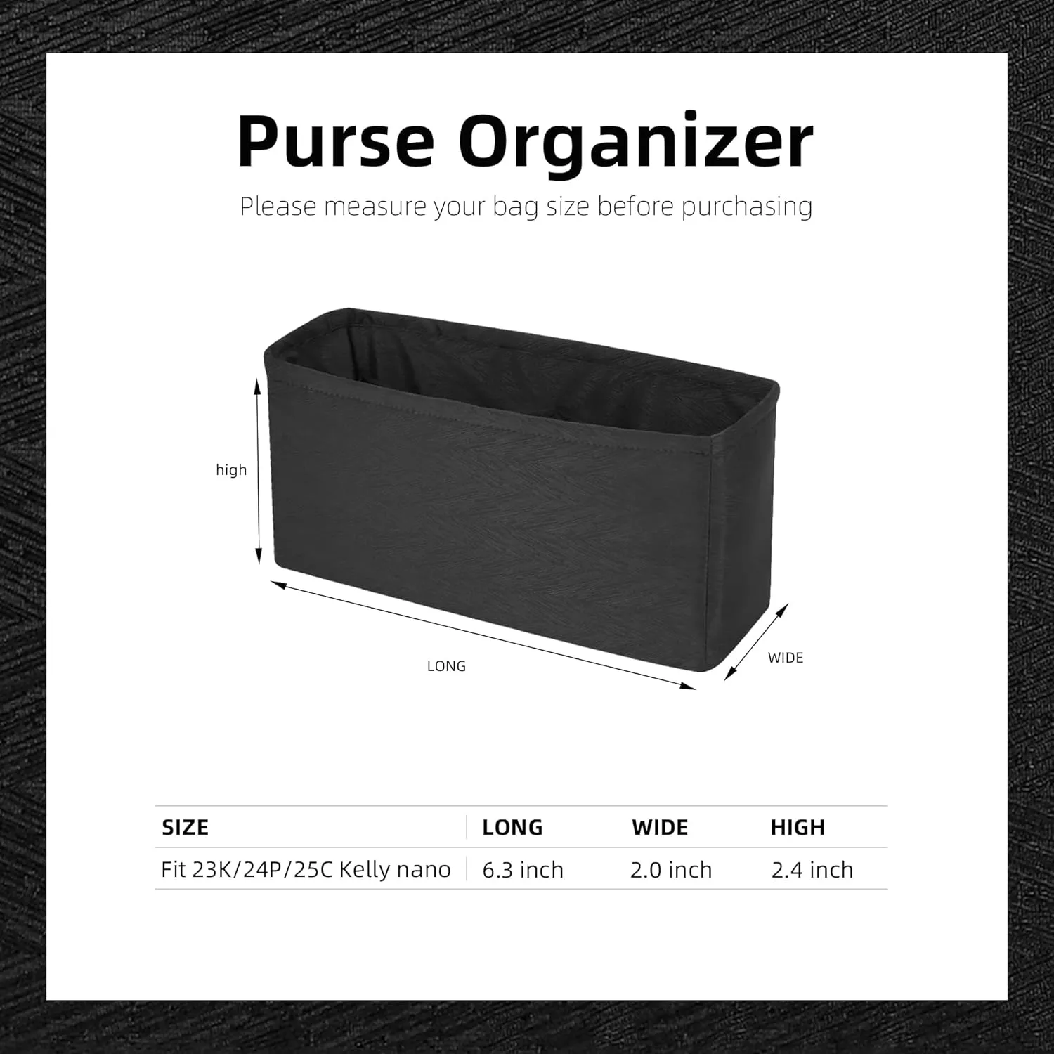 Custom Silk Purse Organizer or Pillow Insert for Chanel Kelly Nano 23K/24P/25C Bags, Offering 72 Colors to Choose