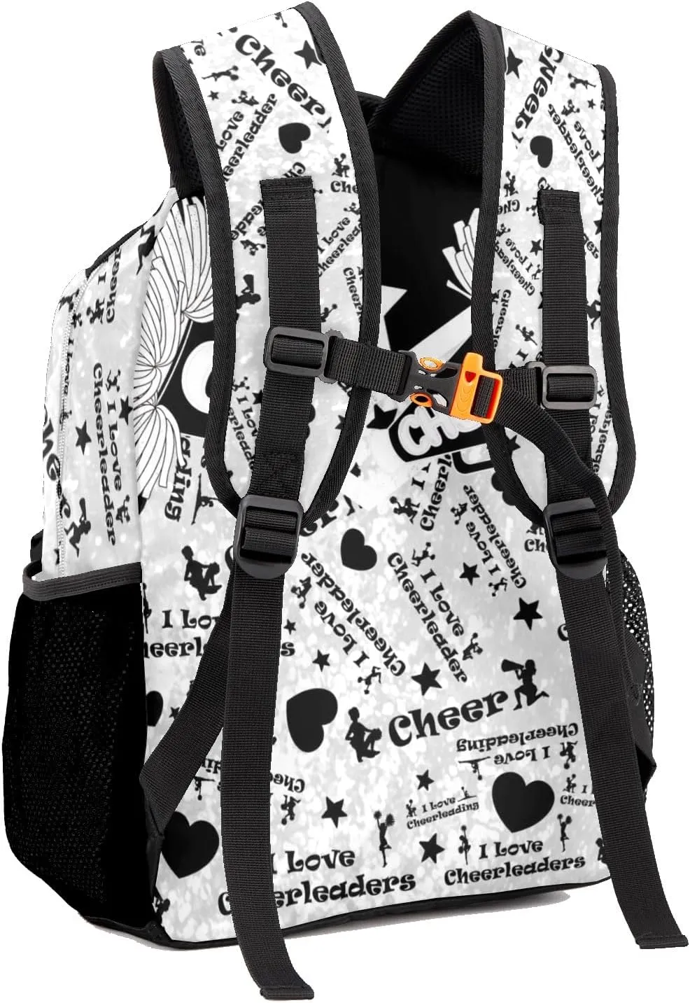 Custom Student Bag Gifts with Name Black White Cheerleaders Bling Print Kids' Backpack Large Capacity Shoulder Bookbag Casual Bag for Teens
