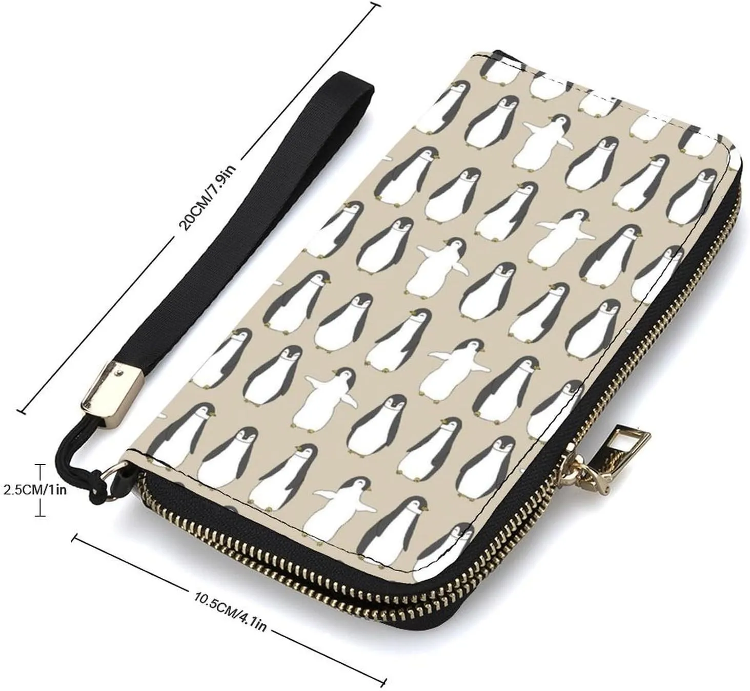 Cute Baby Penguin Women's Leather Long Large Capacity Wallet Clutch Wallet with Hand Strap, 20x10.5cm, style-5-2