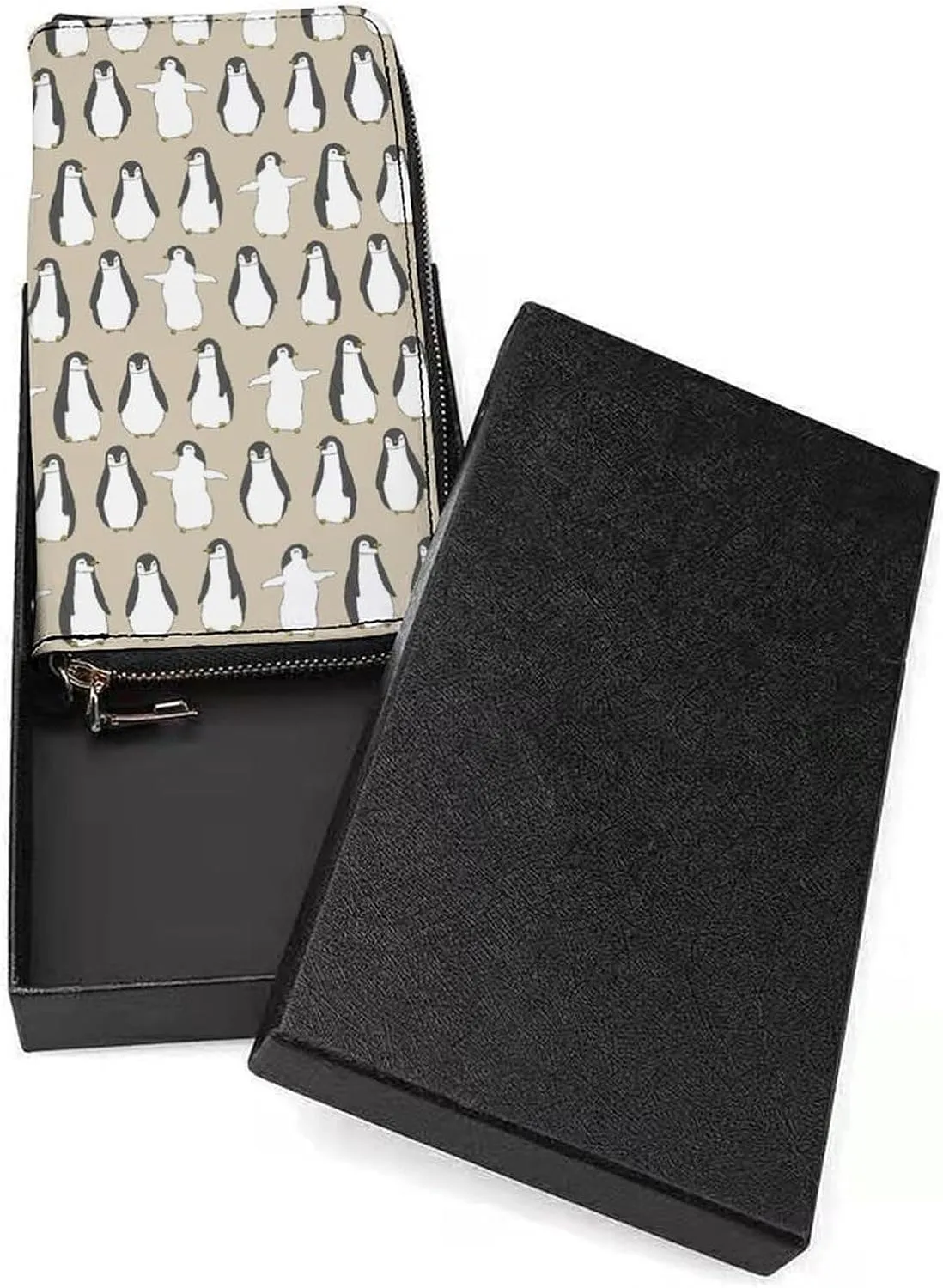 Cute Baby Penguin Women's Leather Long Large Capacity Wallet Clutch Wallet with Hand Strap, 20x10.5cm, style-5-2