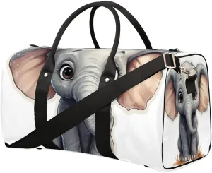 Cute Cartoon Elephant Print Travel Duffel Bag for Women Men Waterproof Foldable Overnight Weekender Bag Large Capacity Sports Gym Bag