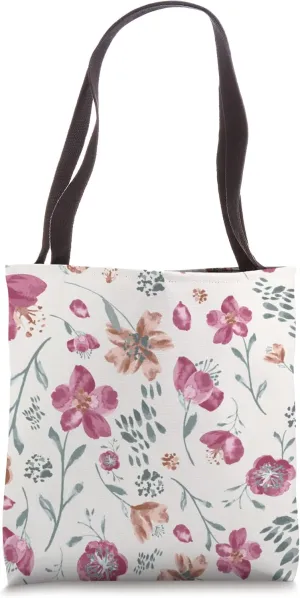Cute Pink and Beige Floral Grandma Vibe Shabby Cottage Print Tote Bag