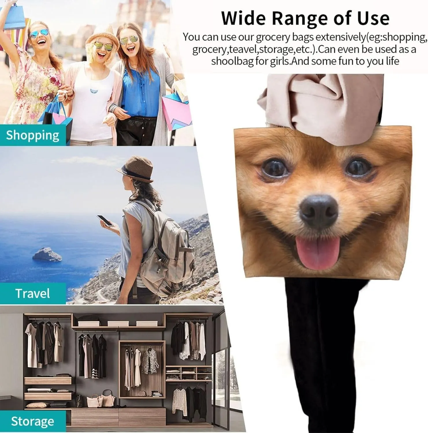 Cute Sheeps Tote Bag Shopping Bag Portable Handbags Tote Shoulder Bucket Bags for Women