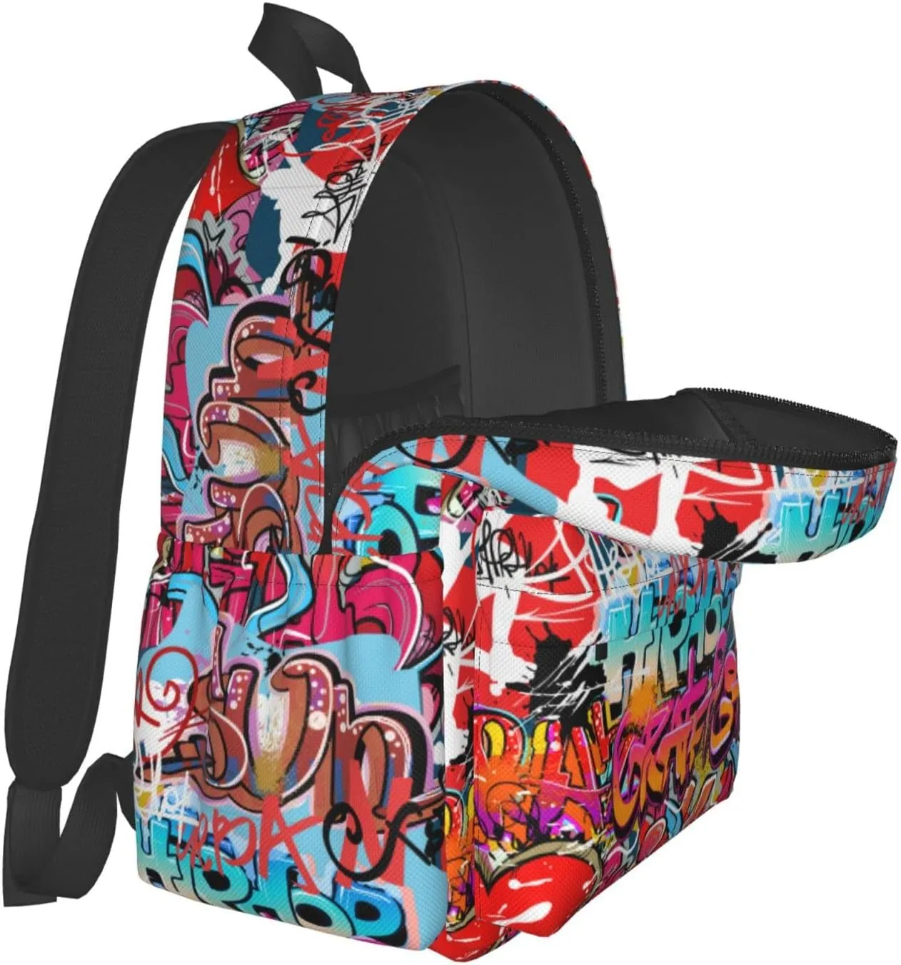 Daily Backpack Graffiti Wall, Hip Hop Art Backpacks Travel Laptop Daypack 17 inch Bags for Men Women