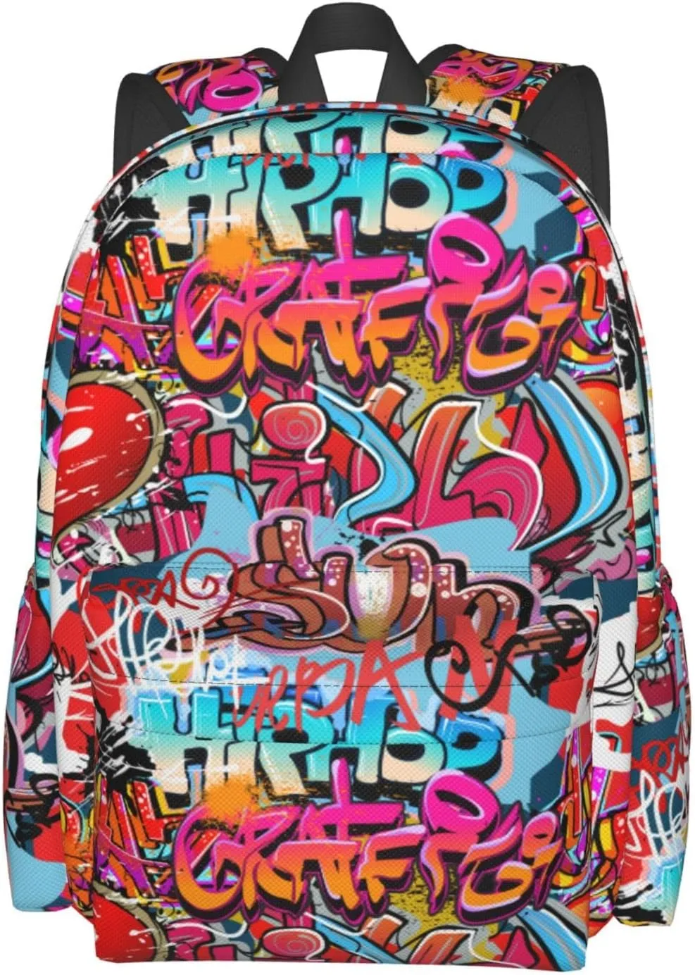 Daily Backpack Graffiti Wall, Hip Hop Art Backpacks Travel Laptop Daypack 17 inch Bags for Men Women