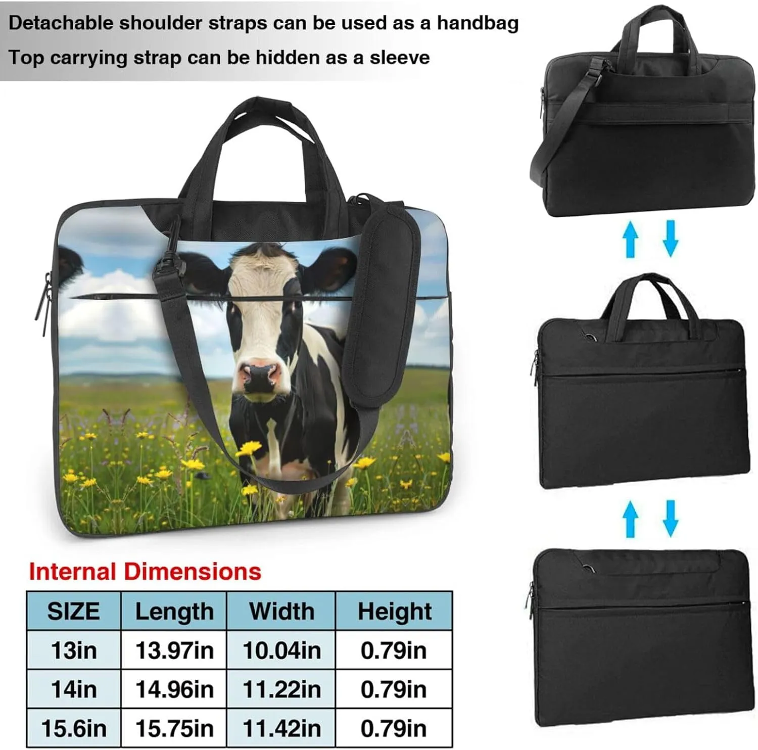 Dairy Cow Print Work Casual Office Laptop Shoulder Messenger Bag 13 inch 14 inch 15.6 inch