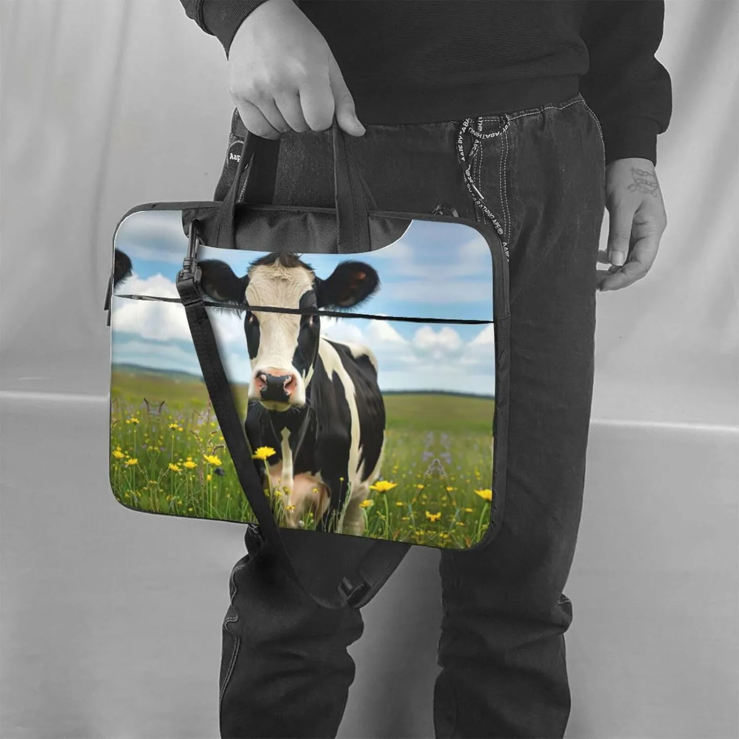 Dairy Cow Print Work Casual Office Laptop Shoulder Messenger Bag 13 inch 14 inch 15.6 inch