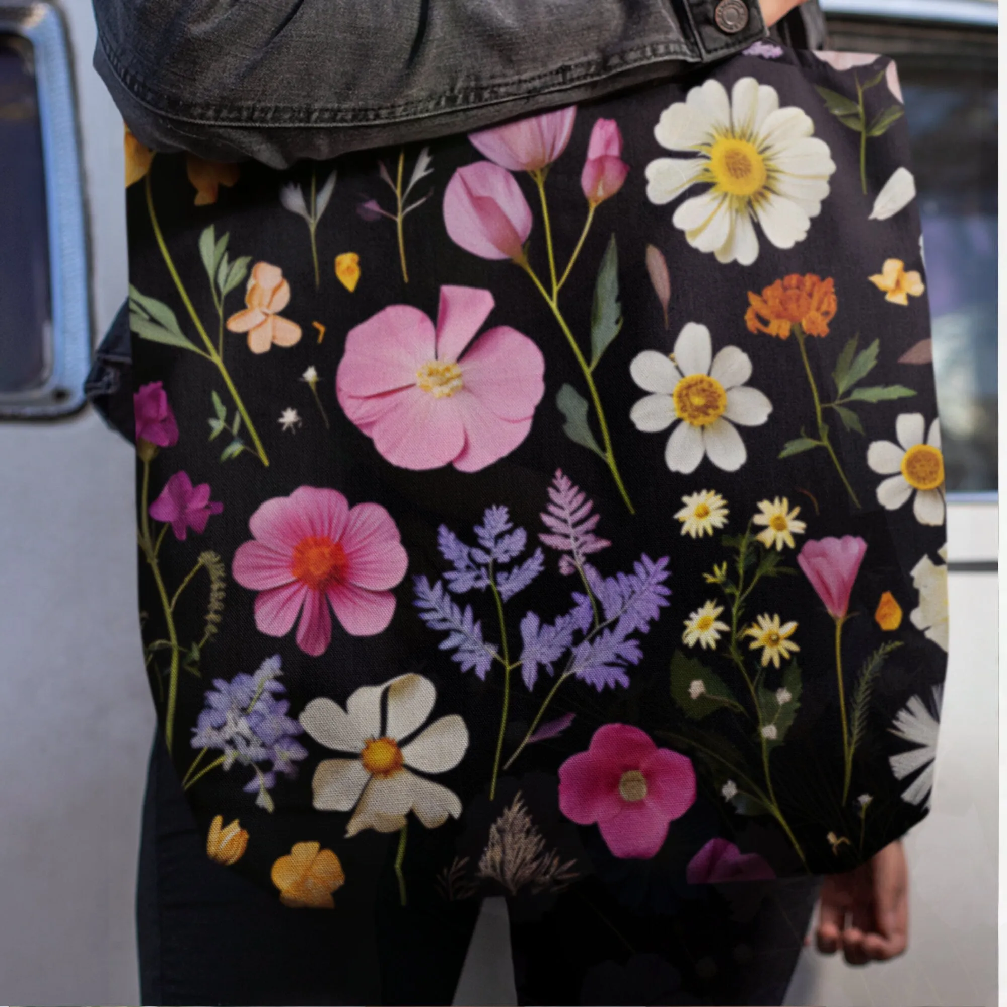Daisy Tote Bag April Birth Month Flower Gift, Girly Pressed Flowers Totebag Aesthetics