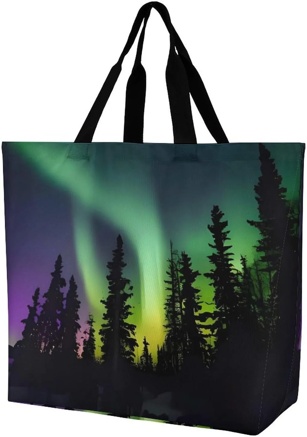 Dark Northern Lights Print Handbags Lightweight Travel Shoulder Bag Portable Cute Shopping Beach Market Bag for Men Women Hiking Yoga Gym Swimming Travel Holiday Gift