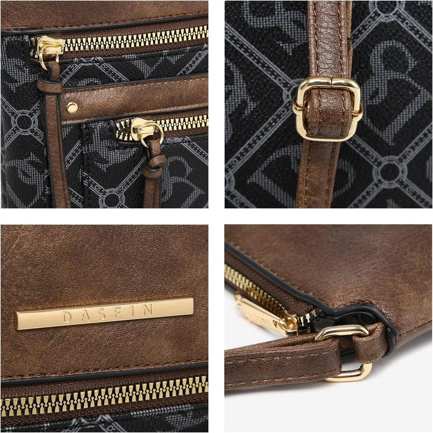 Dasein Crossbody Purse for Women Vegan Leather Shoulder Handbags Messenger Bags with Multi Zipper Pockets