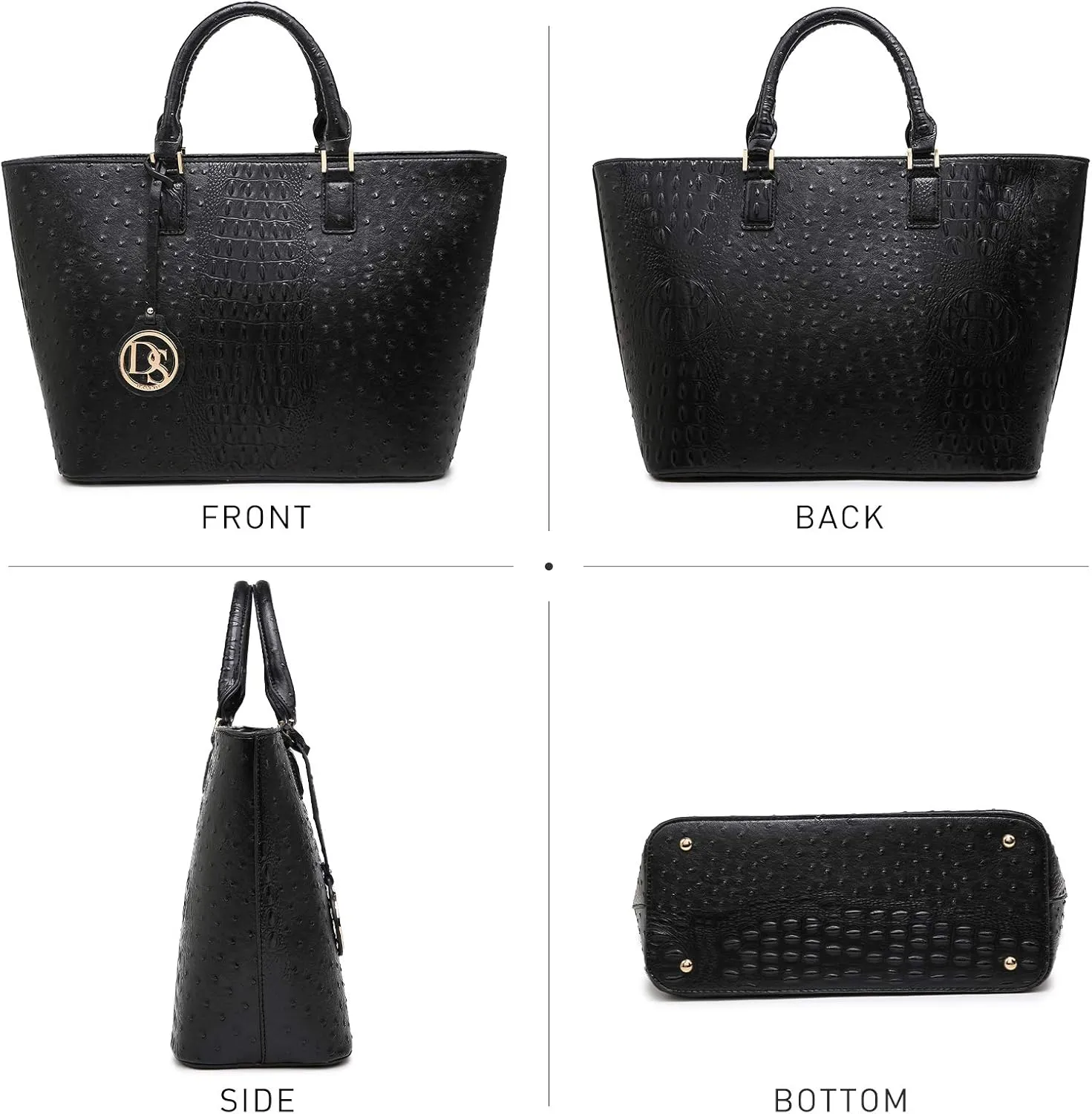 Dasein Women Satchel Purse Handbag Shoulder Bag Work Tote Bag with Matching Clutch
