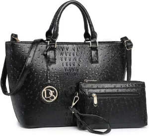 Dasein Women Satchel Purse Handbag Shoulder Bag Work Tote Bag with Matching Clutch
