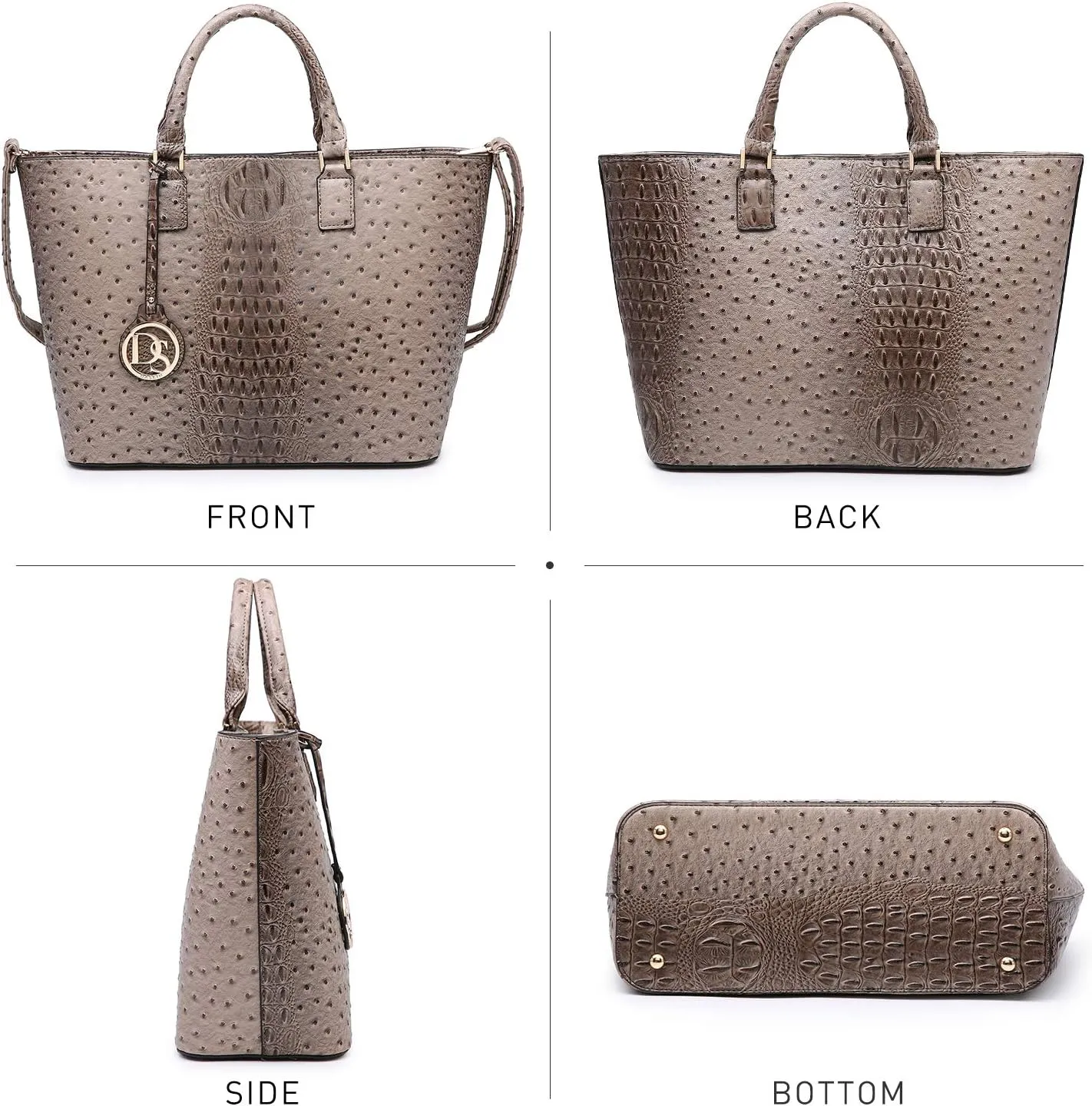 Dasein Women Satchel Purse Handbag Shoulder Bag Work Tote Bag with Matching Clutch