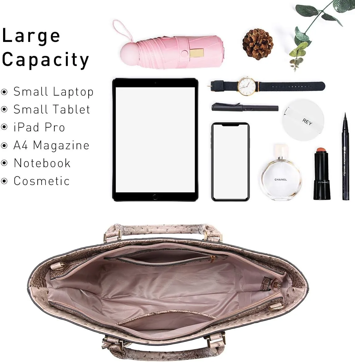 Dasein Women Satchel Purse Handbag Shoulder Bag Work Tote Bag with Matching Clutch