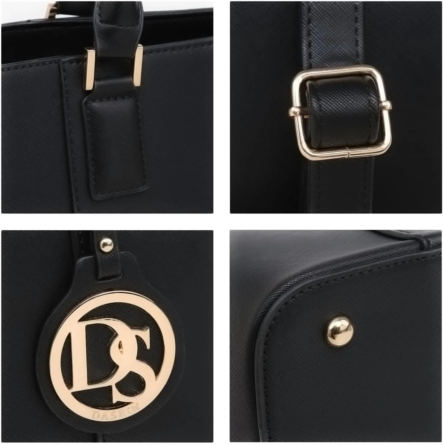 Dasein Women Satchel Purse Handbag Shoulder Bag Work Tote Bag with Matching Clutch