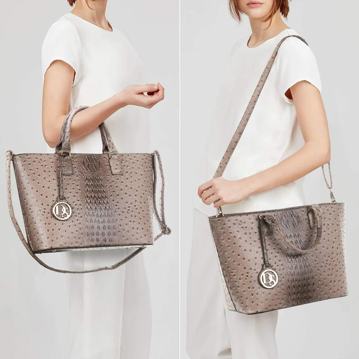 Dasein Women Satchel Purse Handbag Shoulder Bag Work Tote Bag with Matching Clutch