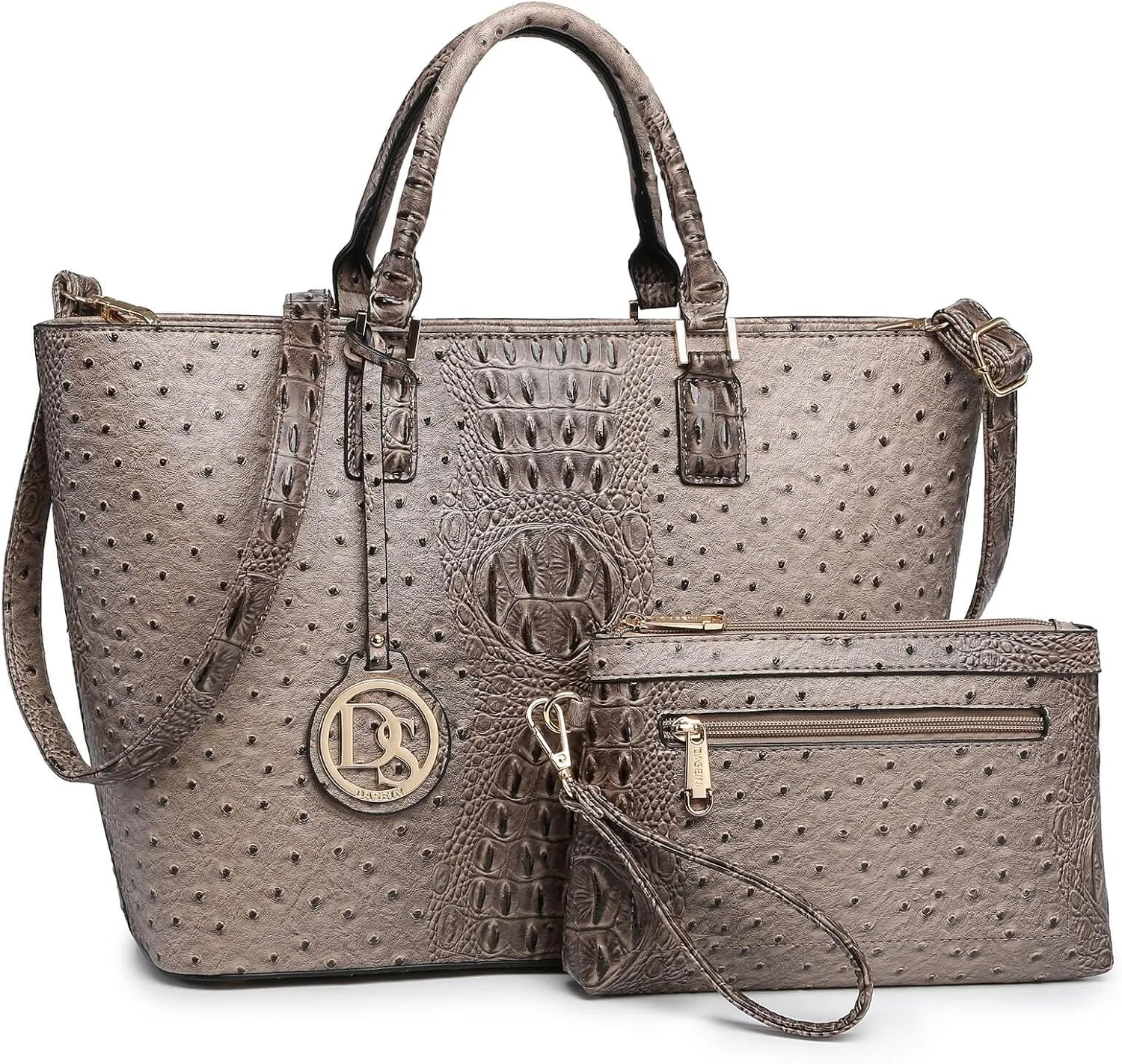Dasein Women Satchel Purse Handbag Shoulder Bag Work Tote Bag with Matching Clutch