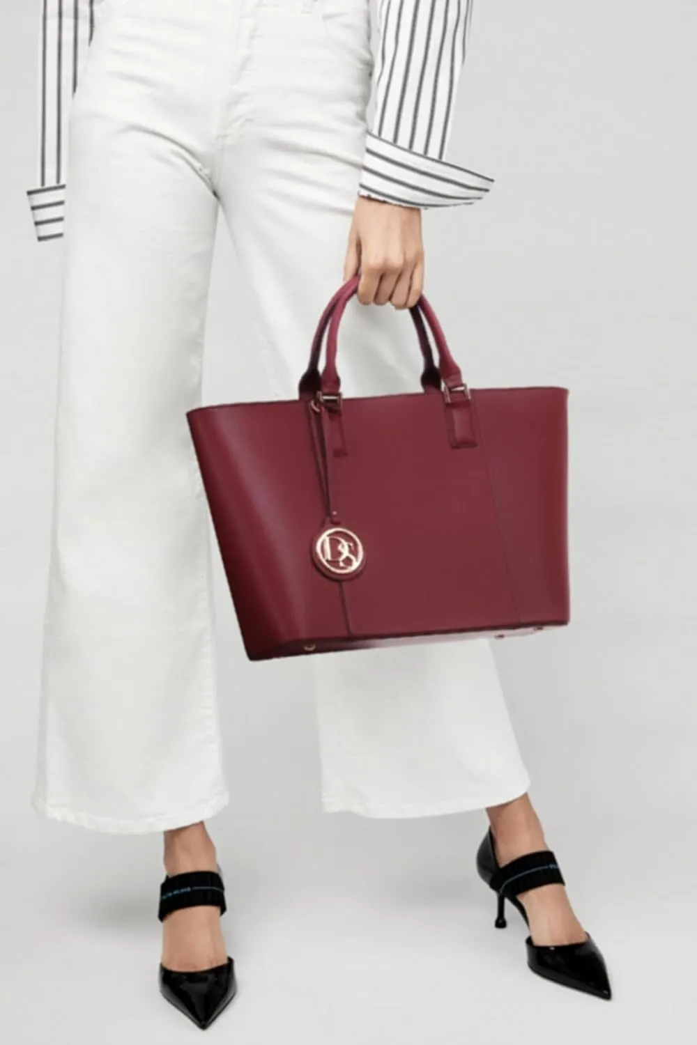 Dasein Women Satchel Purse Handbag Shoulder Bag Work Tote Bag with Matching Clutch