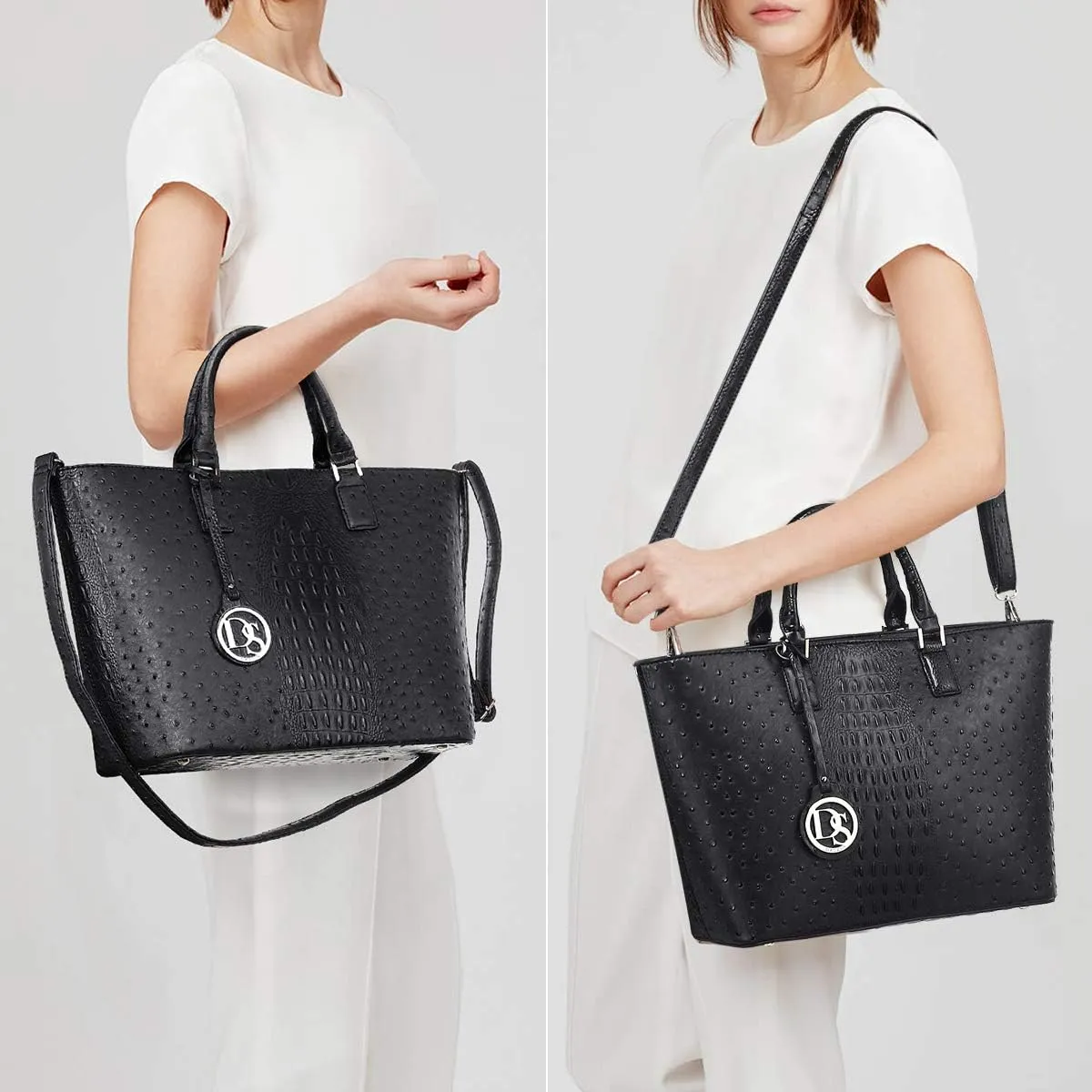 Dasein Women Satchel Purse Handbag Shoulder Bag Work Tote Bag with Matching Clutch