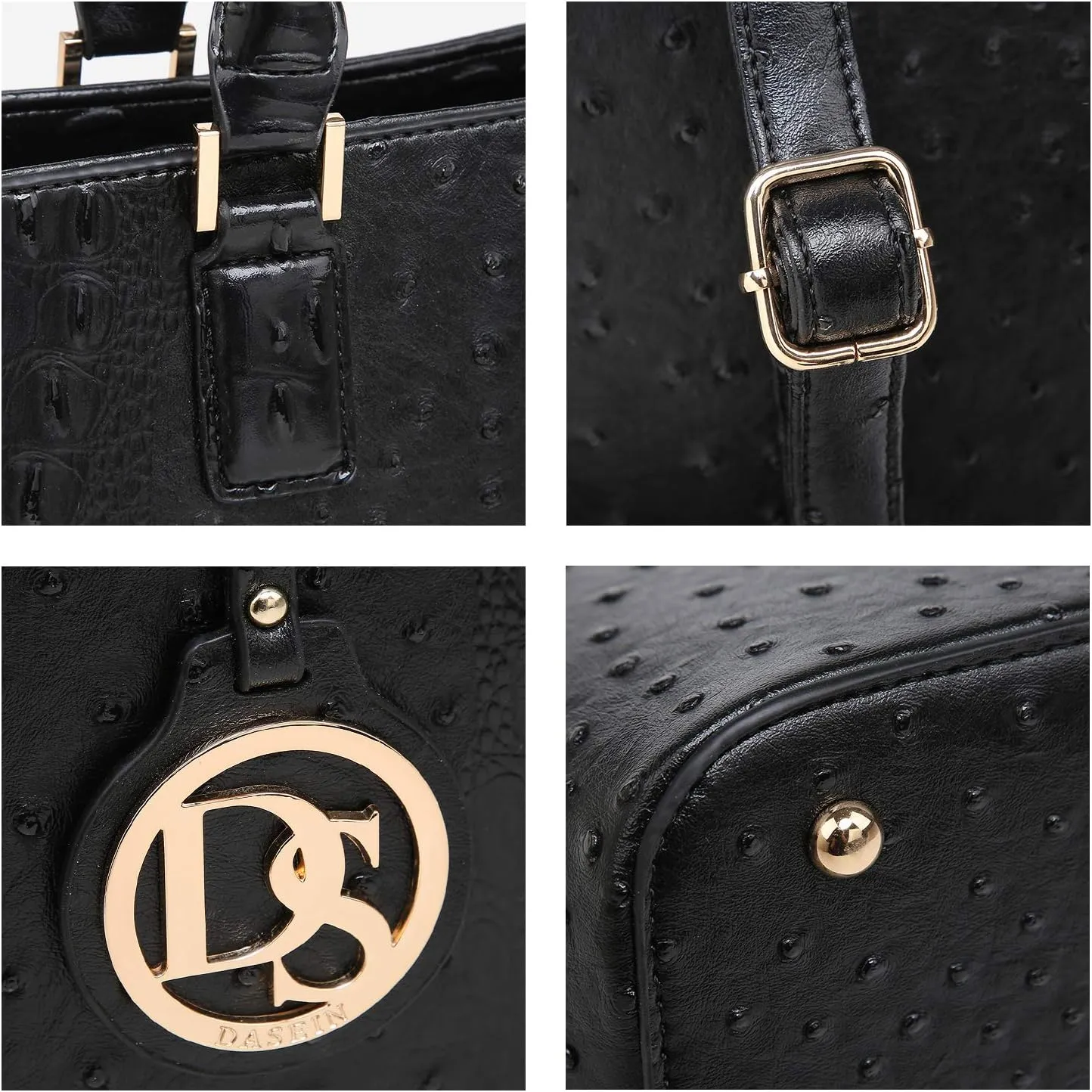 Dasein Women Satchel Purse Handbag Shoulder Bag Work Tote Bag with Matching Clutch