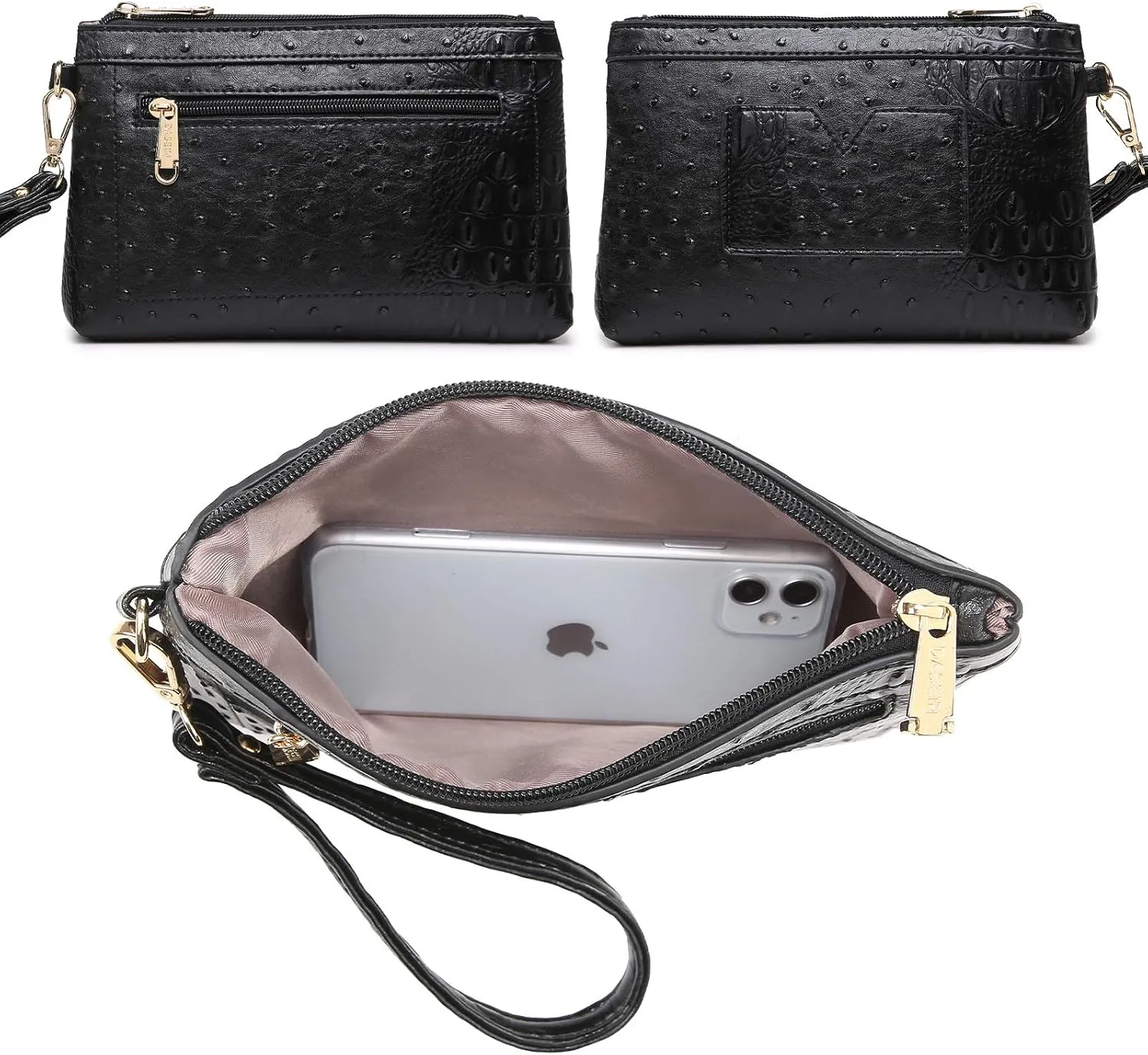 Dasein Women Satchel Purse Handbag Shoulder Bag Work Tote Bag with Matching Clutch