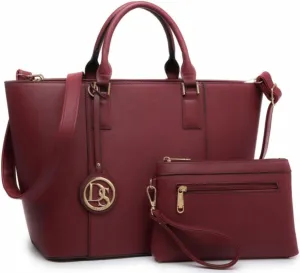 Dasein Women Satchel Purse Handbag Shoulder Bag Work Tote Bag with Matching Clutch