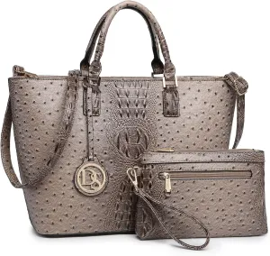 Dasein Women Satchel Purse Handbag Shoulder Bag Work Tote Bag with Matching Clutch