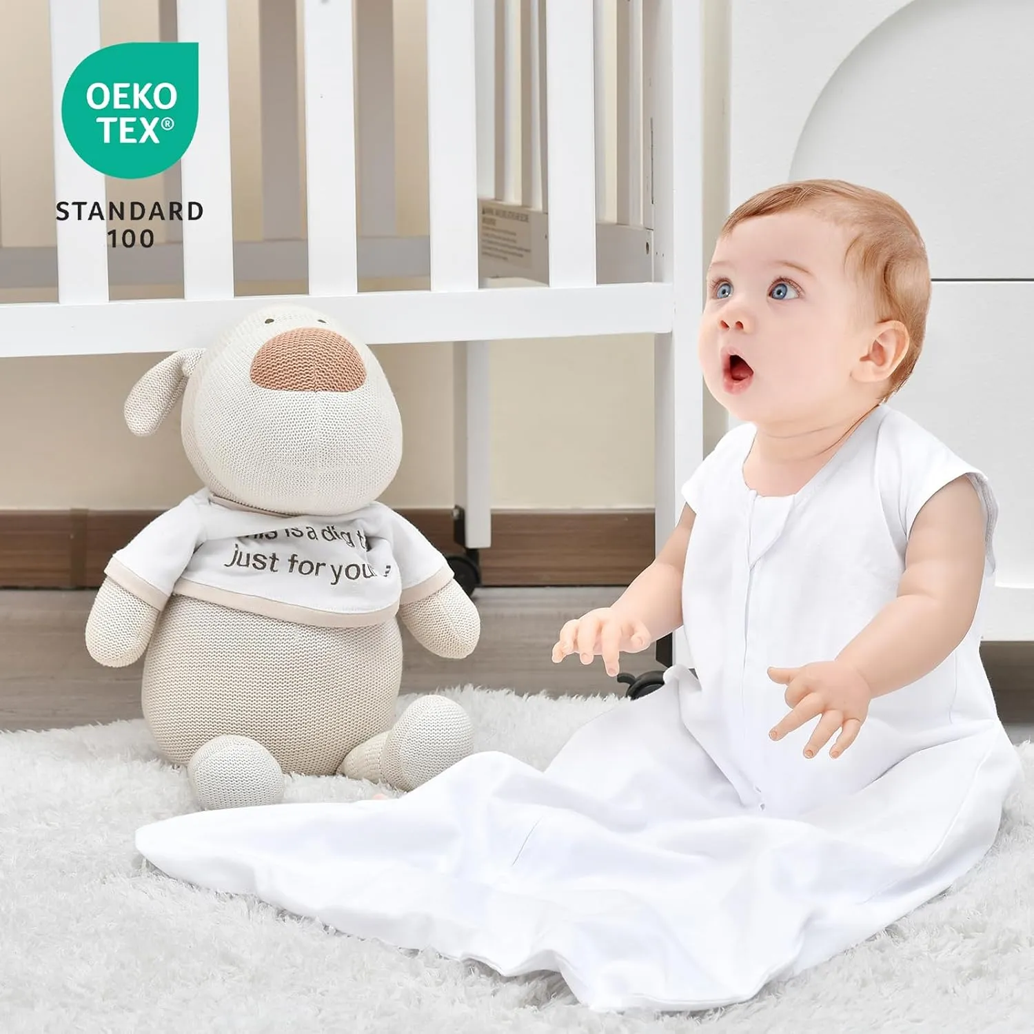 david's kids Muslin Cotton Baby Sleep Sack 6-12 Months, 2 Pack 100% Cotton Sleeping Bag for Summer, TOG 0.5 Baby Wearable Blankets with 2-Way Zipper, Soft Sleep Sacks for Newborn Infant, White & Blue