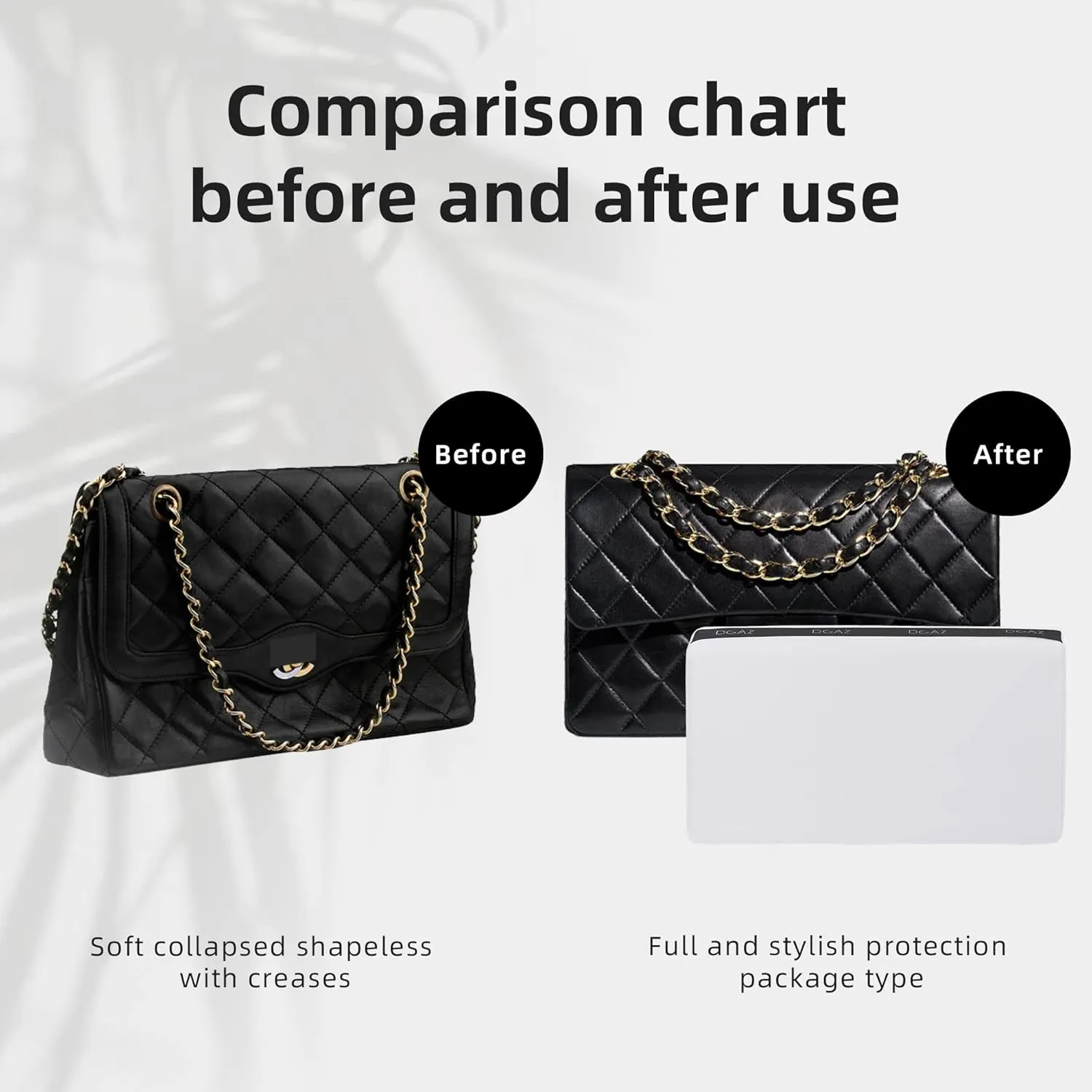 DGAZ Bag Pillow Shaper Insert for Chanel CF Bags, Silky Pillow Shaper for Luxury Handbags（White, Mini 20）