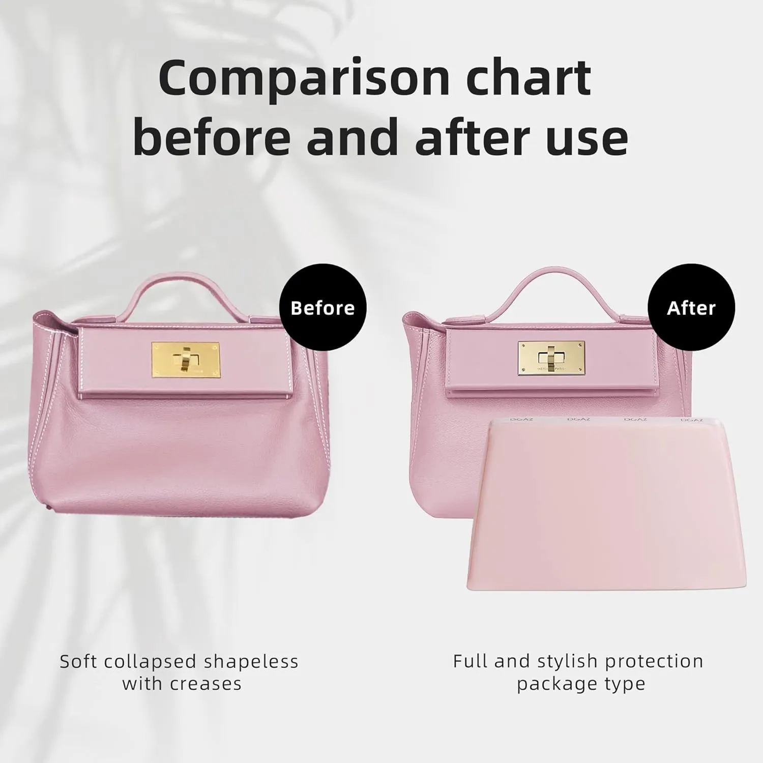 DGAZ Bag Pillow Shaper Insert for Luxury Handbags, Silky Pillow Shaper for Hermes 24/24-29 Bags(Pink,2424-29)