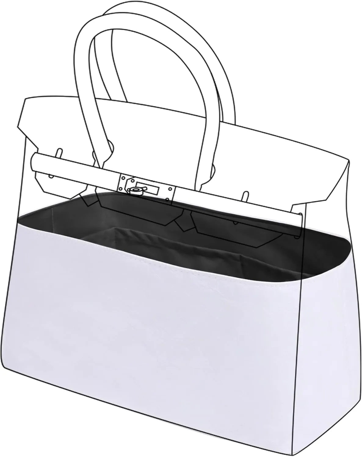 DGAZ Lightweight Purse Organizer Insert for Hermes Birkin Bag,Silk and Dupontpaper handbag inner for Luxury Bags(Black,BK25)
