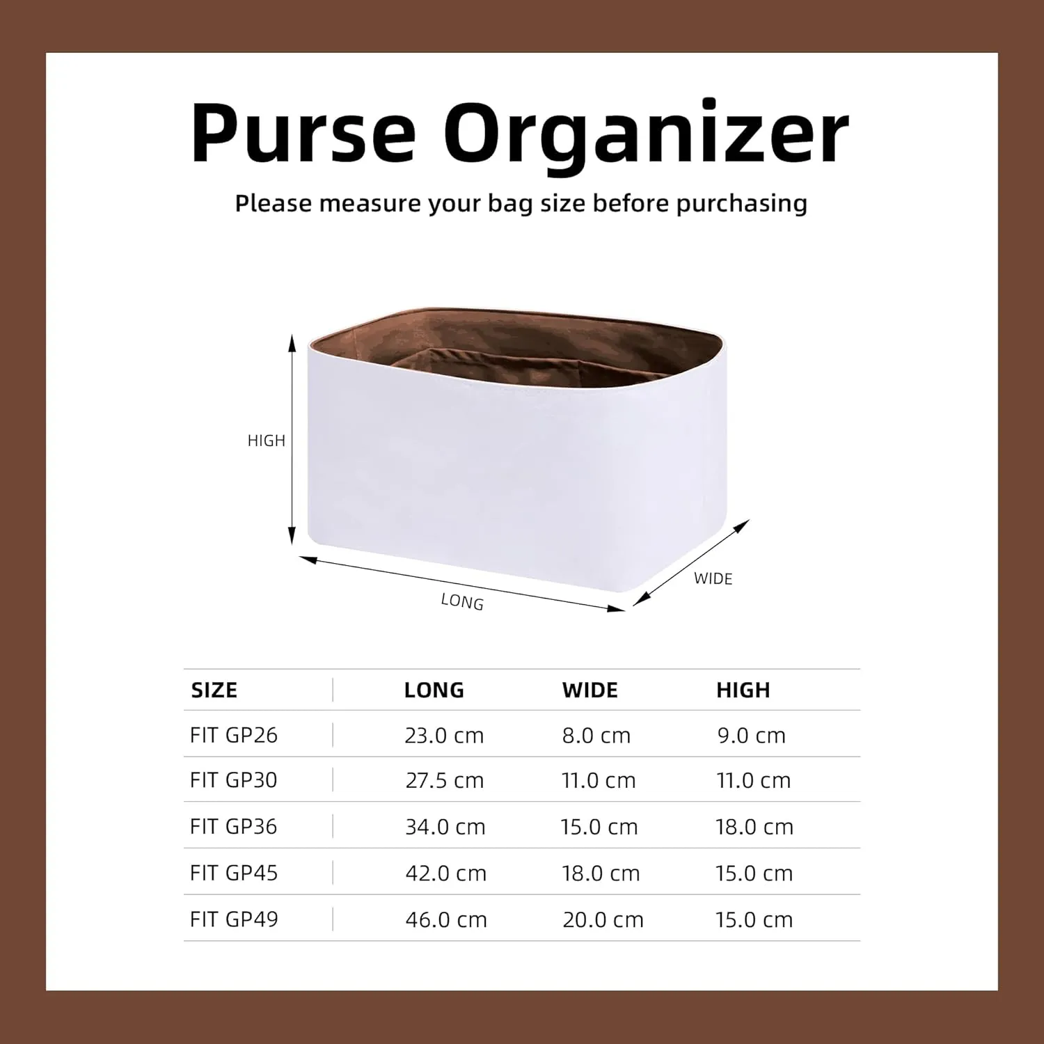 DGAZ Lightweight Purse Organizer Insert for Hermes Garden Party Bag,silk and DupontPaper handbag inner for Luxury Bags(Gold,GP26)