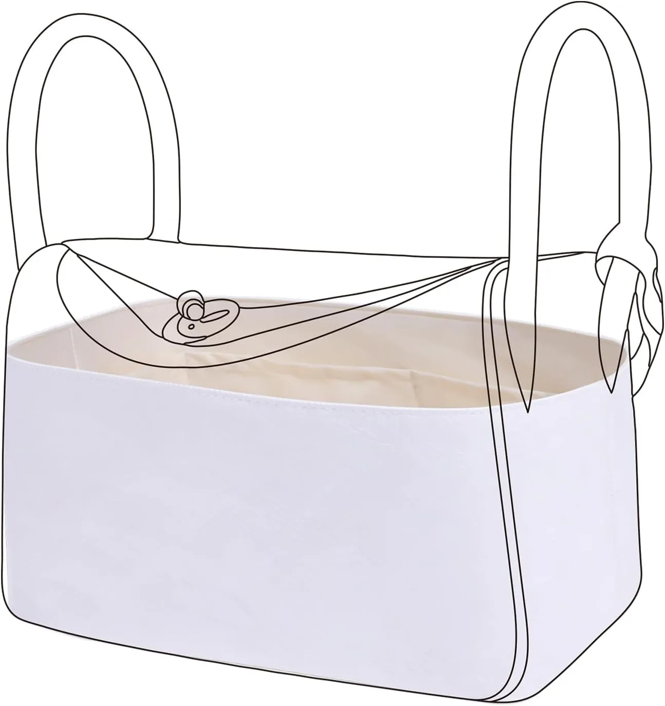 DGAZ Lightweight Purse Organizer Insert for Hermes Lindy Bag,Silk and Dupontpaper handbag inner for Luxury Bags(Craie,LD19)