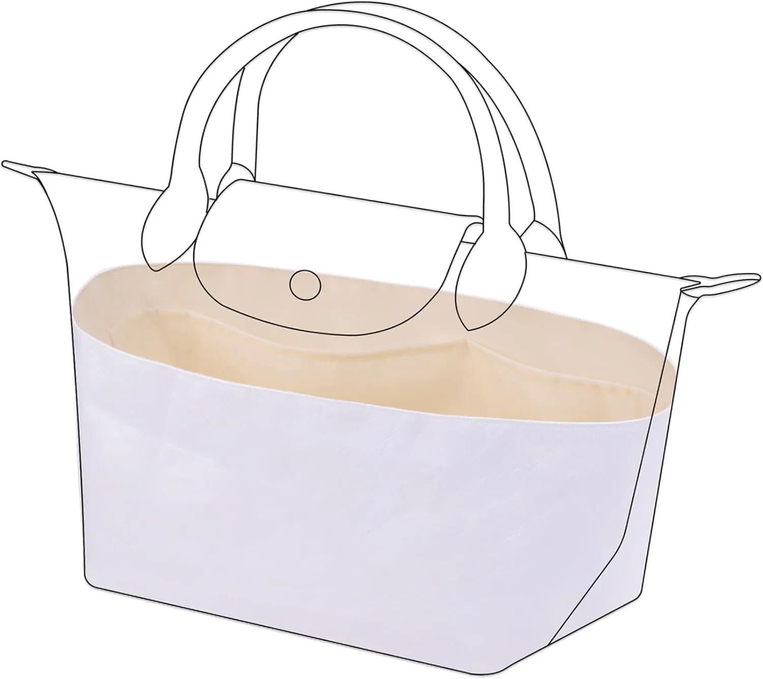 DGAZ Lightweight Purse Organizer Insert for Longchamp Le Pliage Energy Series Bag,silk and DupontPaper handbag inner for Luxury Bags(Craie,Le Pliage Energy XS)