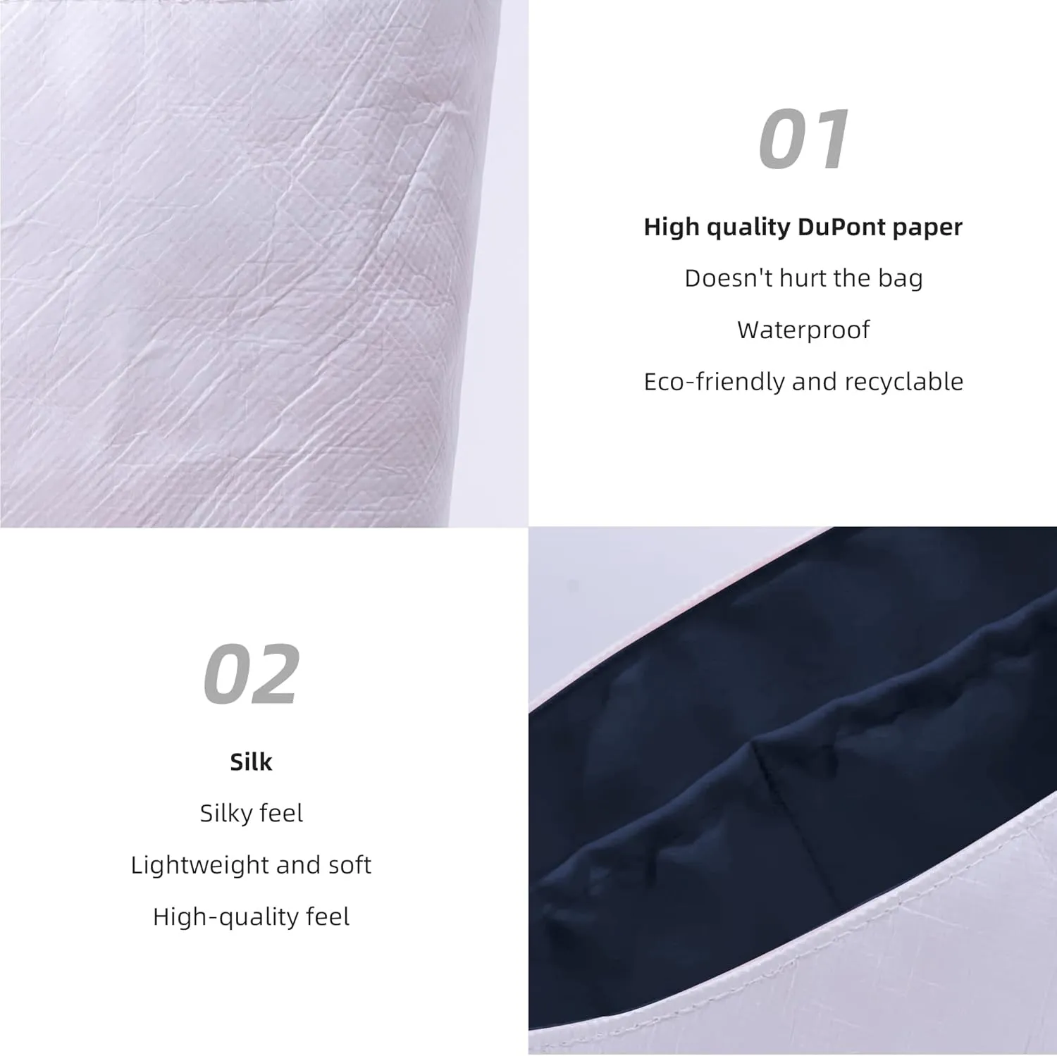 DGAZ Lightweight Purse Organizer Insert for Longchamp Le Pliage Original Series Bag,silk and DupontPaper handbag inner for Luxury Bags(Blue nuit,LE PLIAGE M（Handle height: about 25 cm）)