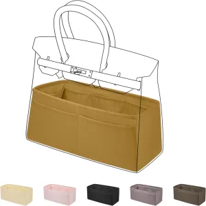 DGAZ Purse Organizer Silky Smooth Fits Birkin 25/30/35/40 Bags,Silk,Luxury Handbag Tote in Bag Shapers, Women(Biscuit color,BK40)