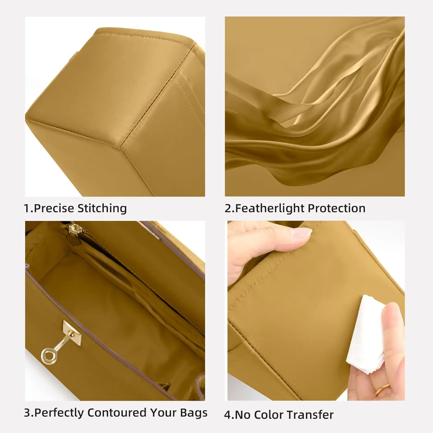 DGAZ Purse Organizer Silky Smooth Fits Birkin 25/30/35/40 Bags,Silk,Luxury Handbag Tote in Bag Shapers, Women(Biscuit color,BK40)